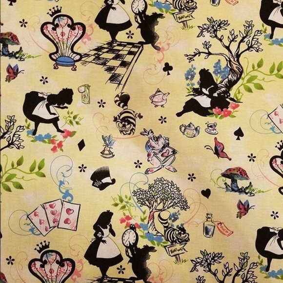 Alice in Wonderland cotton fabric RARE - Picture 1 of 1